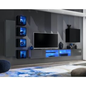 Ensemble Meuble TV "Switch XXVI" 320cm Gris & Noir