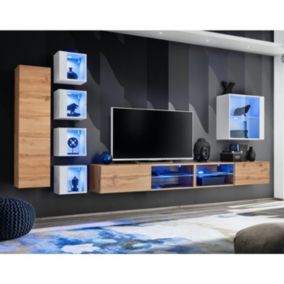 Ensemble Meuble TV "Switch XXVI" 320cm Naturel & Blanc