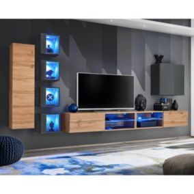 Ensemble Meuble TV "Switch XXVI" 320cm Naturel & Gris