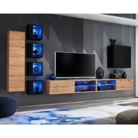 Ensemble Meuble TV "Switch XXVI" 320cm Naturel & Noir