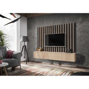 Ensemble Meuble TV "Verti" 180cm Naturel & Noir