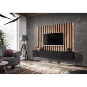 Ensemble Meuble TV "Verti" 180cm Noir & Naturel