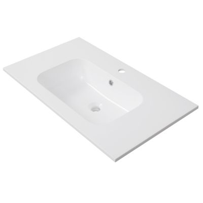 Ensemble meuble vasque 2 tiroirs blanc mat et effet bois l.80 cm + plan vasque + miroir, Tolima