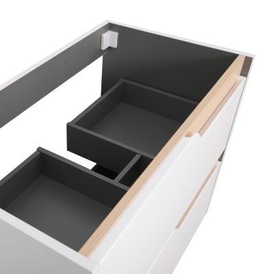 Ensemble meuble vasque 2 tiroirs blanc mat et effet bois l.80 cm + plan vasque + miroir, Tolima