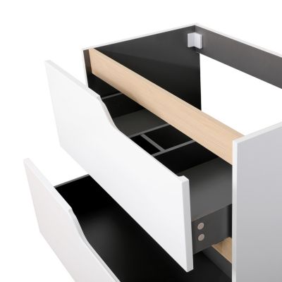 Ensemble meuble vasque 2 tiroirs blanc mat et effet bois l.80 cm + plan vasque + miroir, Tolima