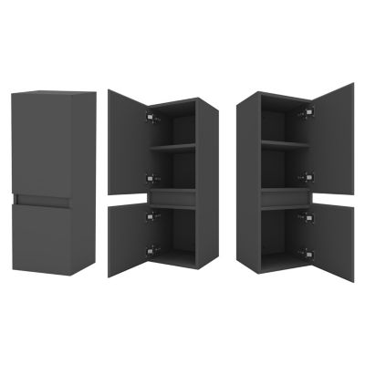 Ensemble meuble vasque L.100cm 2 tiroirs + lavabo + LED miroir rond 100cm + colonne,anthracite