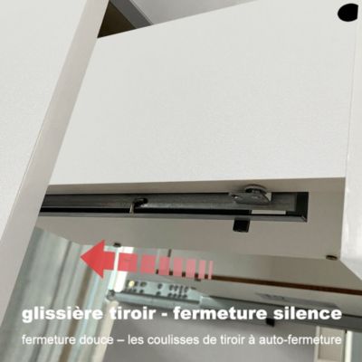Ensemble meuble vasque L.100cm blanc 2 tiroirs + colonne + lavabo