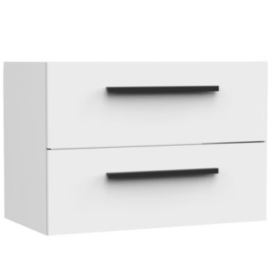 Ensemble meuble vasque suspendu blanc avec mitigeur et miroir, l.80 x H.55 x P.45 cm, 2 tiroirs amortis, Futurbath Pedro