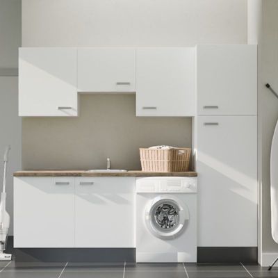 Ensemble meubles buanderie avec emplacement lave-linge - B04