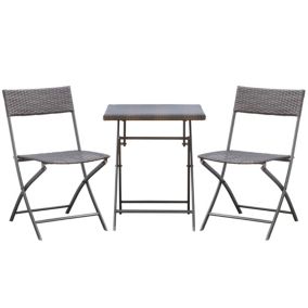 Ensemble meubles de jardin design table carré et chaises pliables résine tressée 4 fils métal noir