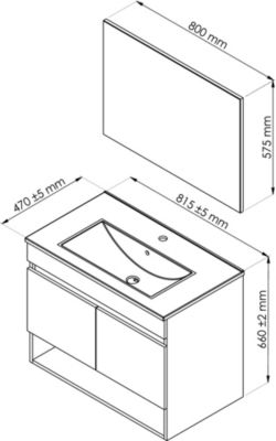 Ensemble Meubles de Salle de Bain Blanc Bois - Miroir - Rangements