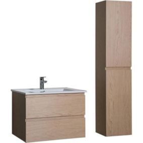 Ensemble Meubles de Salle de Bain Marron - Tiroirs - Placards - Rangements