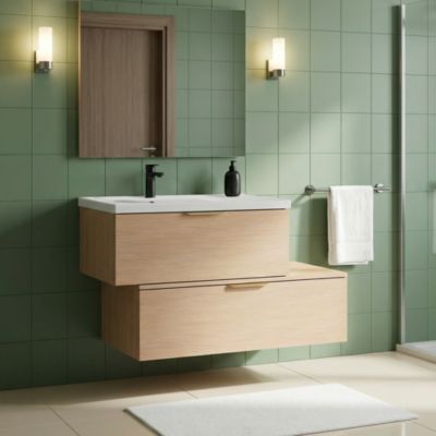 Ensemble meubles de salle de bains Kentia effet chêne avec plan vasque Levanna