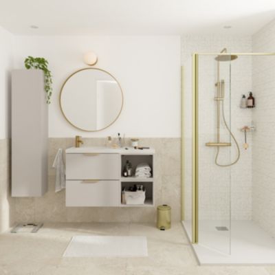 Ensemble meubles de salle de bains Kentia l.100 cm beige cachemire avec plan vasque Kentia