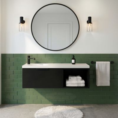 Ensemble meubles de salle de bains Kentia l.100 cm noir mat avec plan vasque Kentia