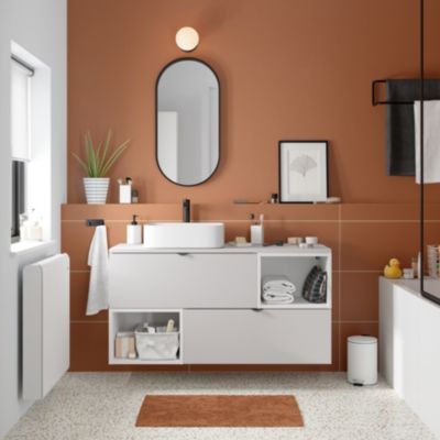 Ensemble meubles de salle de bains Kentia l.120 blanc mat et beige cachemire