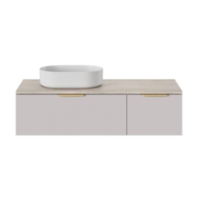 Ensemble meubles de salle de bains Kentia l.120 cm beige cachemire avec plan de toilette effet travertin