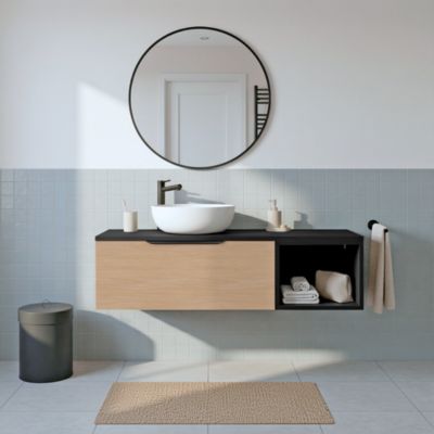 Ensemble meubles de salle de bains Kentia l.120 cm noir mat et effet chêne