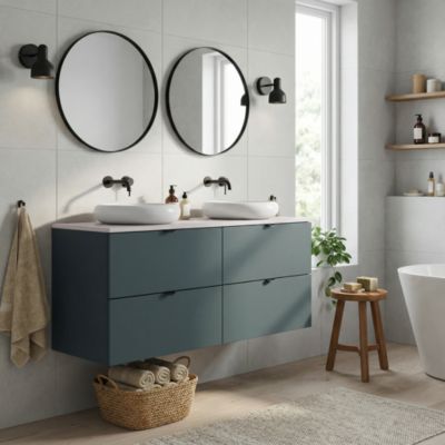 Ensemble meubles de salle de bains Kentia l.120 cm vert forêt avec plan de toilette Kentia beige cachemire