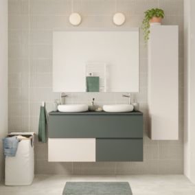 Ensemble meubles de salle de bains Kentia l.120 cm vert forêt et blanc mat