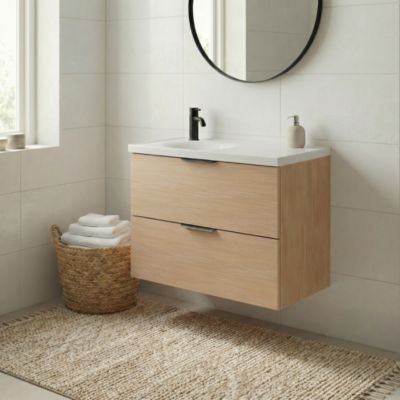 Ensemble meubles de salle de bains Kentia l.80 cm effet chêne avec plan vasque Kentia