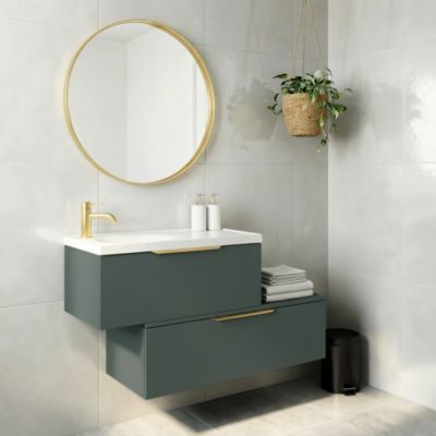 Ensemble meubles de salle de bains Kentia vert forêt avec plan vasque Kentia l.80 cm