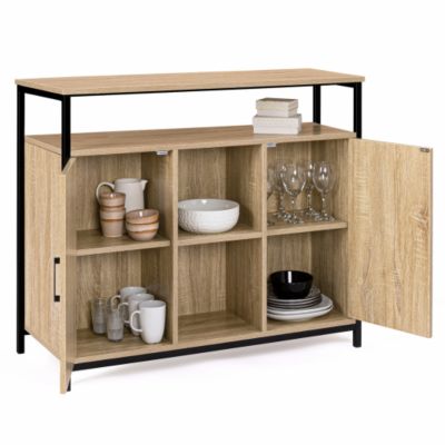 Ensemble meubles de salon buffet, table basse relevable et meuble TV DETROIT design industriel