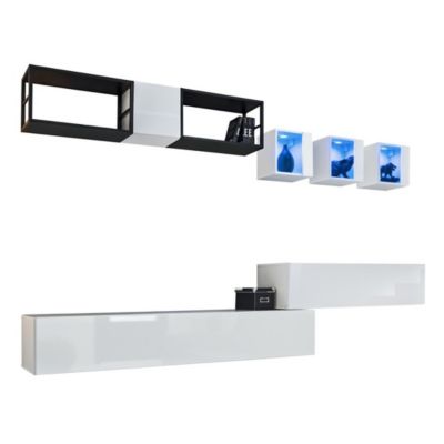 Ensemble meubles de salon industriel SWITCH M3  Blanc  LED intégrées & système Push to Open