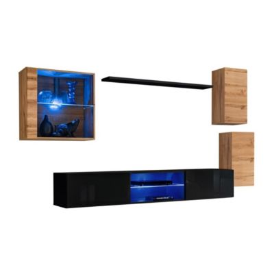 Ensemble meubles de salon SWITCH XXIII design, coloris chene et noir