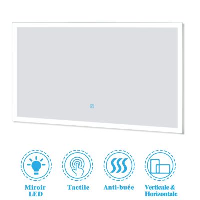Ensemble meubles Salle de Bain 120cm vasque + colonne x2 + LED miroir Blanc