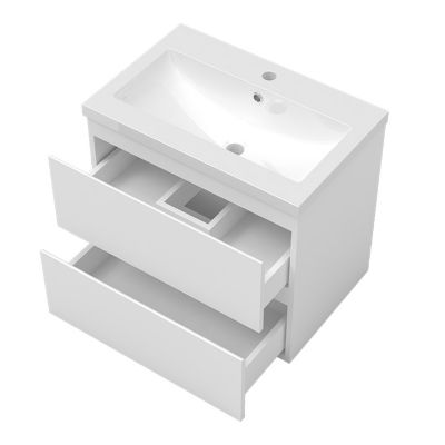 Ensemble meubles Salle de Bain 80cm vasque et colonne et miroir 3 couleurs lumineux Blanc