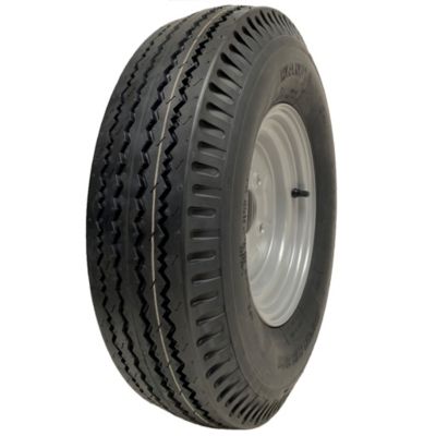 Ensemble pneu et jante pour remorque 5,00 x 10, 4 boulons, entraxe de 100 mm, indice de charge 72N, capacité de charge 355 kg