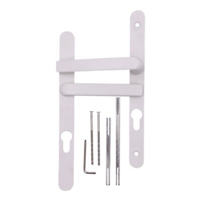 Ensemble poignée d'extérieur sur plaque rond blanc L.125 x 24mm entraxe 195mm Primel GoodHome