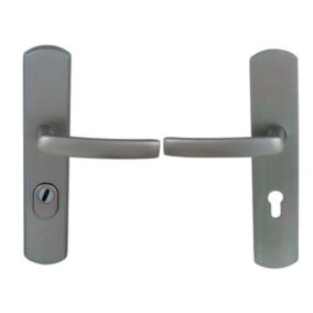 Ensemble poignée de porte sécurité Argent entraxe 195