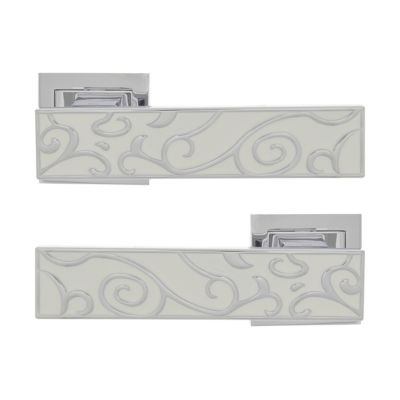 Ensemble poignée de porte sur rosace rectangle à visser pereire Chrisligne blanc, chrome Blanc Ø50mm