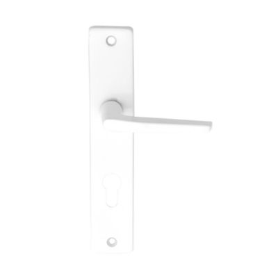 Ensemble poignée sur plaque cylindre rectangulaire Colan satin blanc L.106mm x l.39.8mm entraxe 195mm