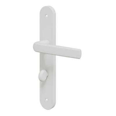Ensemble poignée sur plaque Incurvé à condamnation GoodHome Primel mat blanc L.126mm x l.40mm entraxe 195mm