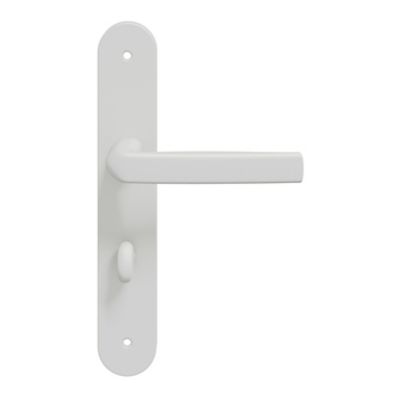 Ensemble poignée sur plaque Incurvé à condamnation GoodHome Primel mat blanc L.126mm x l.40mm entraxe 195mm