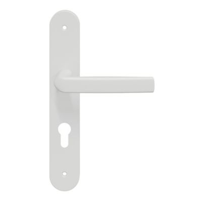 Ensemble poignée sur plaque Incurvé cylindre GoodHome Primel mat blanc L.126mm x l.40mm entraxe 195mm