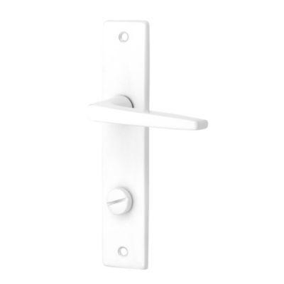 Ensemble poignée sur plaque rectangulaire à condamnation Colan satin blanc L.106mm x l.39.8mm entraxe 165mm