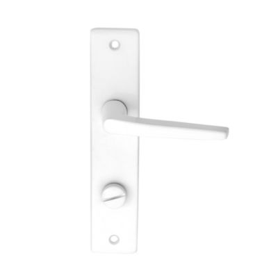 Ensemble poignée sur plaque rectangulaire à condamnation Colan satin blanc L.106mm x l.39.8mm entraxe 165mm