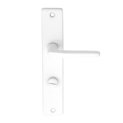Ensemble poignée sur plaque rectangulaire à condamnation Colan satin blanc L.106mm x l.39.8mm entraxe 195mm