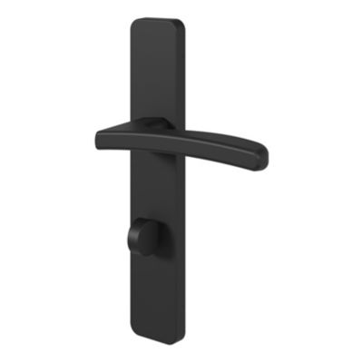 Ensemble poignée sur plaque rectangulaire à condamnation GoodHome Irvil effet nickel mat noir L.126.5mm x l.42mm entraxe 165-195mm