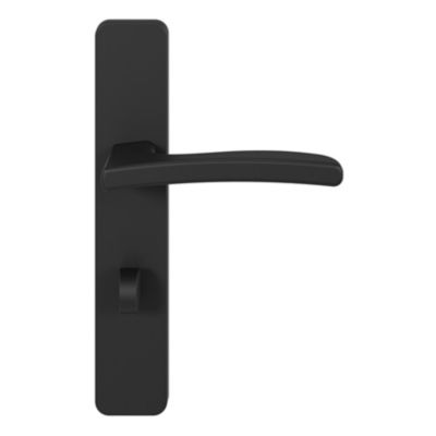 Ensemble poignée sur plaque rectangulaire à condamnation GoodHome Irvil effet nickel mat noir L.126.5mm x l.42mm entraxe 165-195mm
