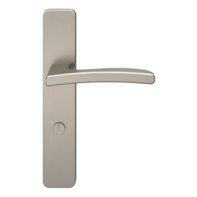 Ensemble poignée sur plaque rectangulaire à condamnation GoodHome Irvil effet nickel satin gris L.126.5mm x l.42mm entraxe 165-195mm