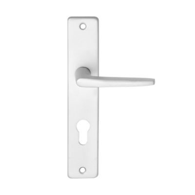 Ensemble poignée sur plaque rectangulaire Colan effet argenté satin gris chromé L.106mm x l.39.8mm entraxe 195mm