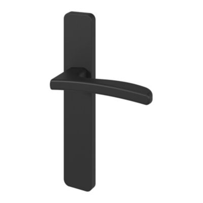 Ensemble poignée sur plaque rectangulaire GoodHome Irvil effet nickel mat noir L.126.5mm x l.42mm entraxe 165-195mm