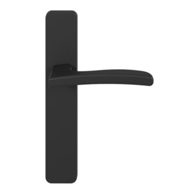 Ensemble poignée sur plaque rectangulaire GoodHome Irvil effet nickel mat noir L.126.5mm x l.42mm entraxe 165-195mm