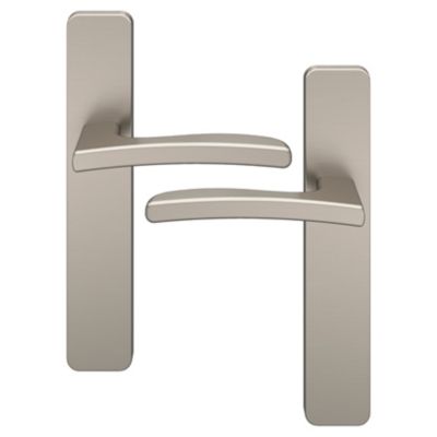 Ensemble poignée sur plaque rectangulaire GoodHome Irvil effet nickel satin gris L.126.5mm x l.42mm entraxe 165-195mm