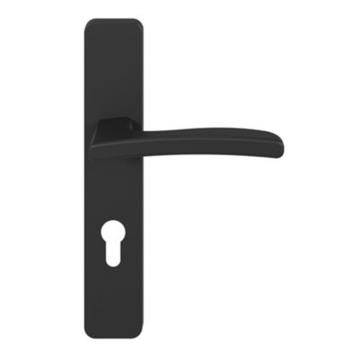 Ensemble poignée sur plaque rectangulairecylindre GoodHome Irvil effet nickel mat noir L.126.5mm x l.42mm entraxe 165-195mm